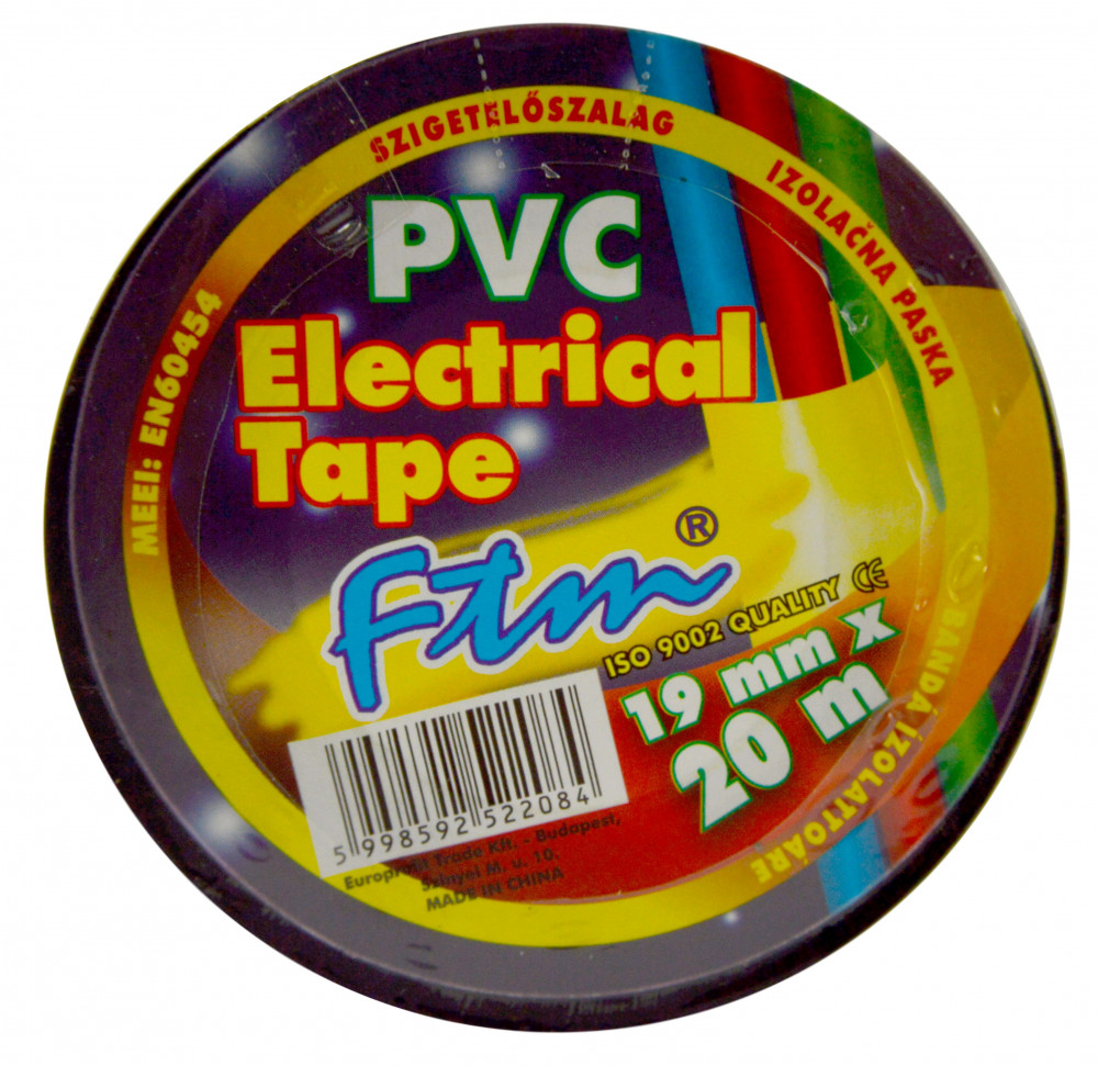 Szigetelőszalag 19 mm. 20 méter fekete