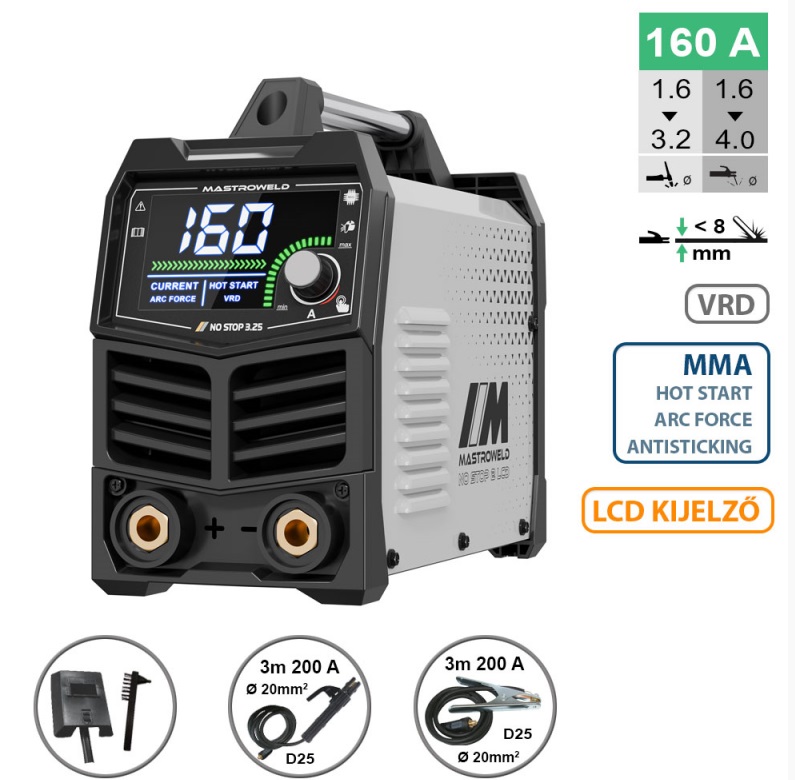 Mastroweld non stop 3,25 LCD hegesztő inverter (MMA)